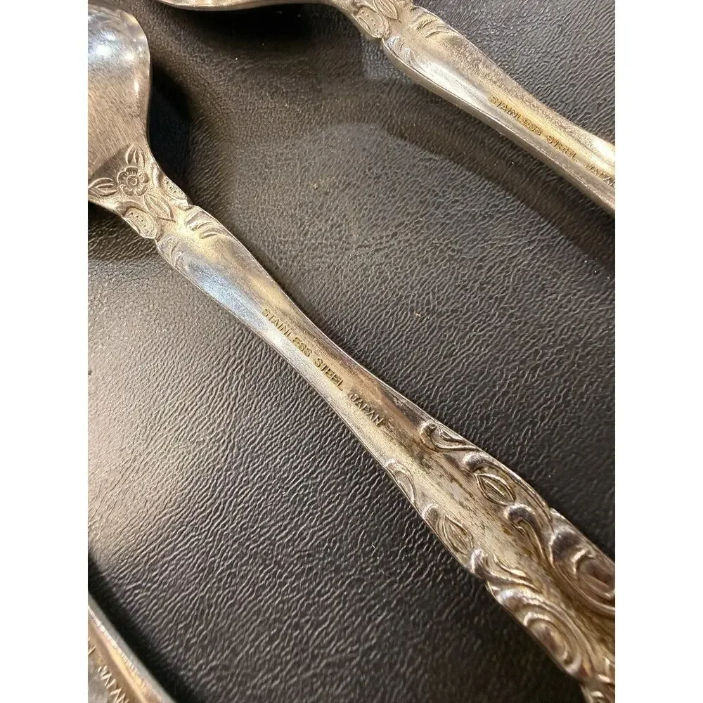 Vintage Stainless Steel Japan Flatware Lot 16 Pieces Ornate Floral Silverware
